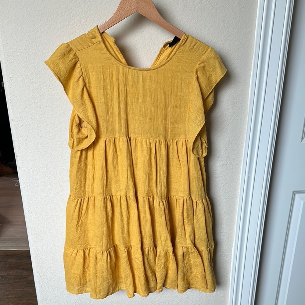 Yellow Ruffled Sleeveless Dress